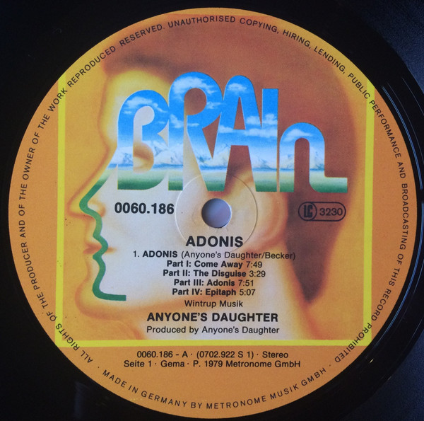 Cover zu Anyone's Daughter - Adonis | 1979 | Vinyl | Rock | Germany Schallplatten Ankauf