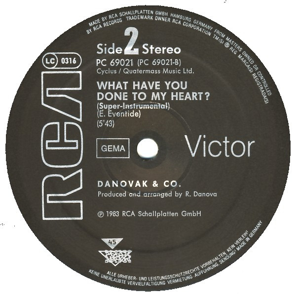 Cover zu Danovak & Co. - What Have You Done To My Heart? | 1983 | Vinyl | Electronic, Pop | Germany Schallplatten Ankauf