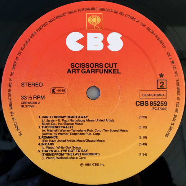 Cover zu Art Garfunkel - Scissors Cut | 1981 | Vinyl | Rock, Pop | Europe