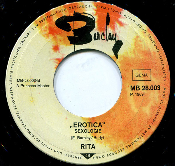 Cover zu Rita Cadillac - Erotica | 1969 | Vinyl | Jazz, Rock, Funk / Soul, Pop | Germany
