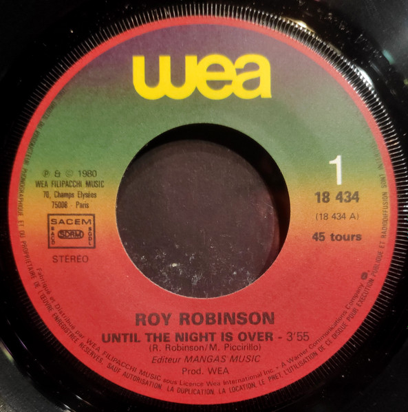 Cover zu Roy Robinson - Until The Night Is Over | 1980 | Vinyl | Rock, Pop | France