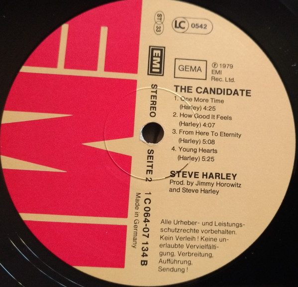 Cover zu Steve Harley - The Candidate | 1979 | Vinyl | Rock, Pop | Germany