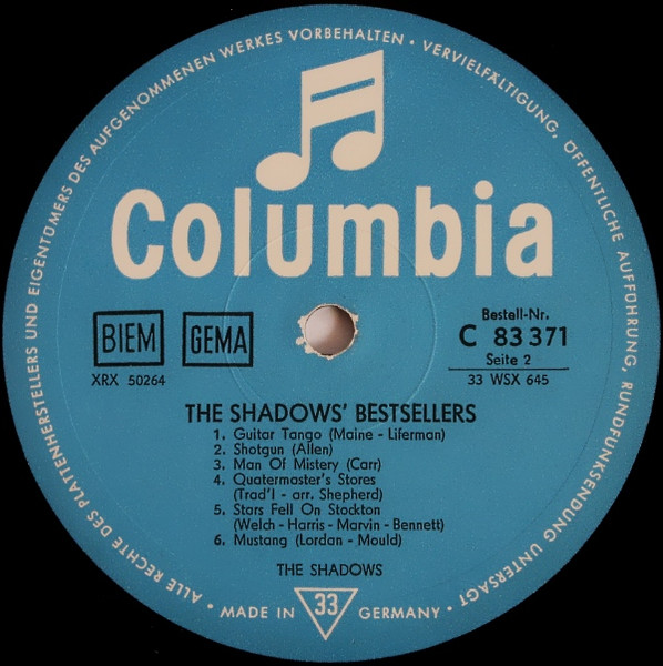 Cover zu The Shadows - The Shadows' Bestsellers | 1963 | Vinyl | Rock | Germany Schallplatten Ankauf