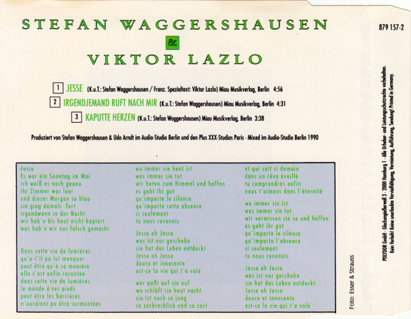 Cover zu Stefan Waggershausen & Viktor Lazlo - Jesse (Douce Et Innocente) | 1990 | Vinyl | Electronic, Pop | Europe Schallplatten Ankauf