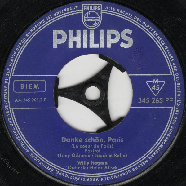 Cover zu Willy Hagara - Karneval In Portugal / Danke Schön, Paris | 1961 | Vinyl | Pop | Germany Schallplatten Ankauf
