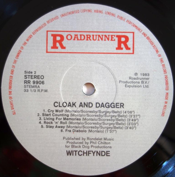 Cover zu Witchfynde - Cloak & Dagger | 1983 | Vinyl | Rock | Benelux Schallplatten Ankauf
