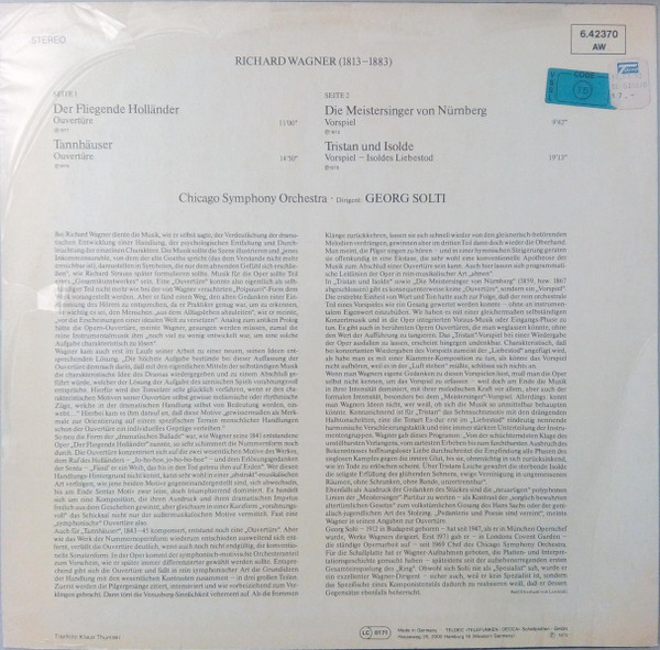 Cover zu Richard Wagner, Chicago Symphony Orchestra, Georg Solti - Ouvertüren Und Vorspiele | Vinyl | Classical | Germany