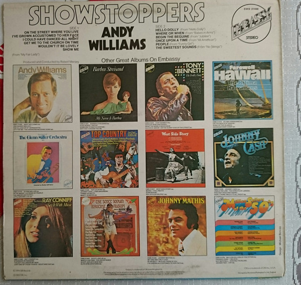 Cover zu Andy Williams - Showstoppers | 1974 | Vinyl | Pop | UK Schallplatten Ankauf