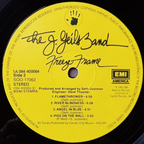 Cover zu The J. Geils Band - Freeze-Frame | 1981 | Vinyl | Rock | Europe Schallplatten Ankauf