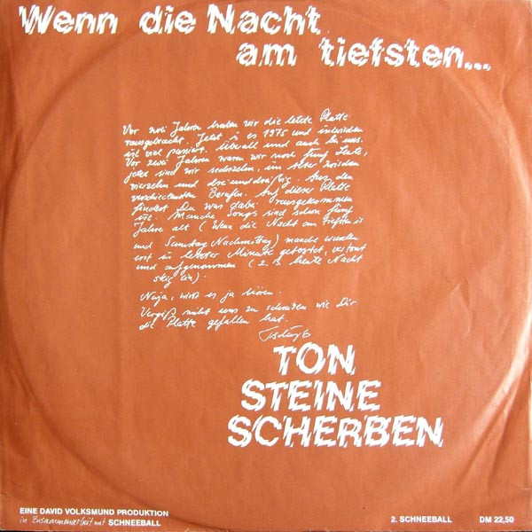 Cover zu Ton Steine Scherben - Wenn Die Nacht Am Tiefsten... | Vinyl | Rock | Germany Schallplatten Ankauf