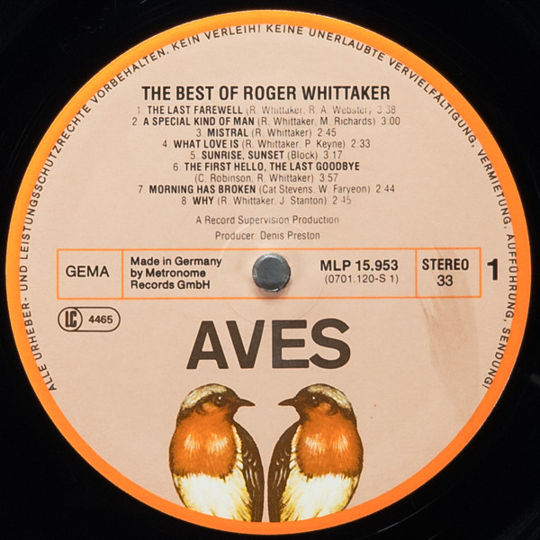 Cover zu Roger Whittaker - The Best Of Roger Whittaker 1 | Vinyl | Pop, Folk, World, & Country | Germany