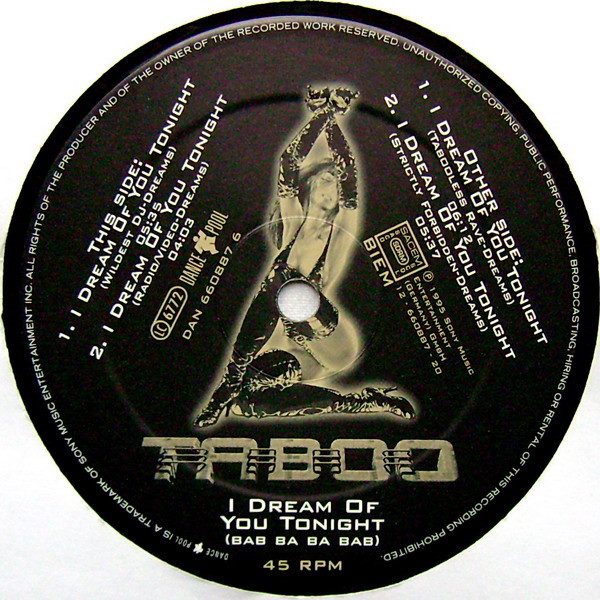 Cover zu Taboo (5) - I Dream Of You Tonight (Bab Ba Ba Bab) | 1995 | Vinyl | Electronic | Germany