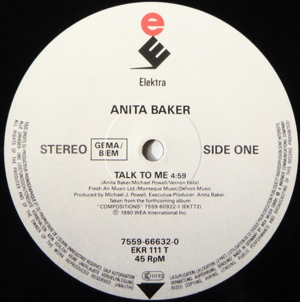 Cover zu Anita Baker - Talk To Me | 1990 | Vinyl, 12