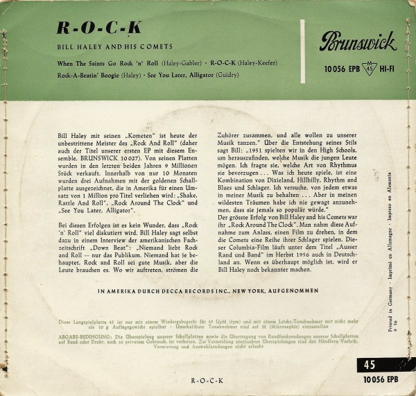 Cover zu Bill Haley And His Comets - R-O-C-K | 1956 | Vinyl | Rock | Germany