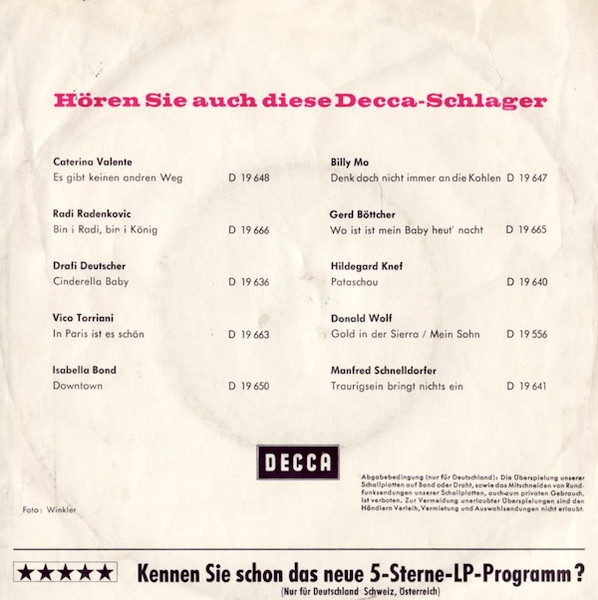 Cover zu Caterina Valente - Und Dann Kam Der Mondenschein | 1965 | Vinyl | Pop | Germany