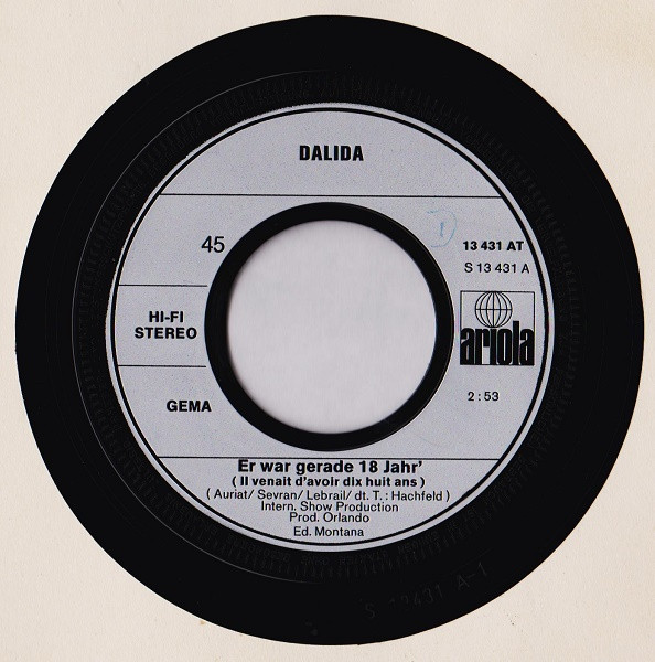 Cover zu Dalida - Er War Gerade 18 Jahr' / Gigi, Der Geliebte | 1974 | Vinyl | Pop | Germany