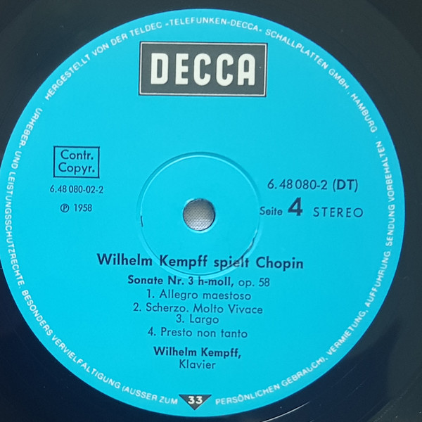 Cover zu Wilhelm Kempff Spielt Frédéric Chopin - Wilhelm Kempff Spielt Chopin | Vinyl | Classical | Germany Schallplatten Ankauf