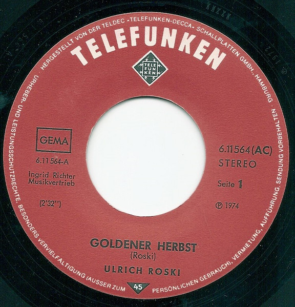 Cover zu Ulrich Roski - Goldener Herbst | 1974 | Vinyl | Pop | Germany Schallplatten Ankauf