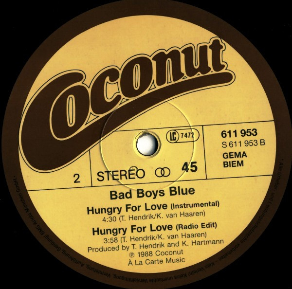 Cover zu Bad Boys Blue - Hungry For Love | 1988 | Vinyl | Electronic, Pop | Germany Schallplatten Ankauf
