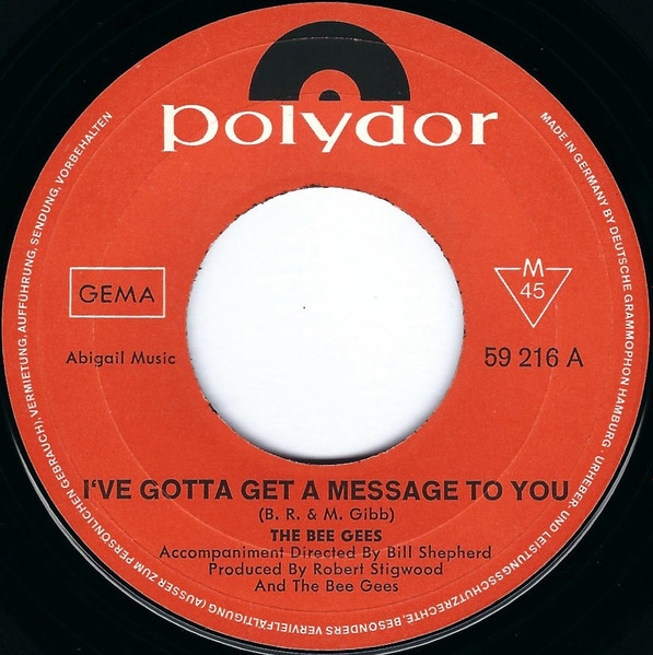 Cover zu Bee Gees - I've Gotta Get A Message To You / Kitty Can | 1968 | Vinyl | Rock | Germany