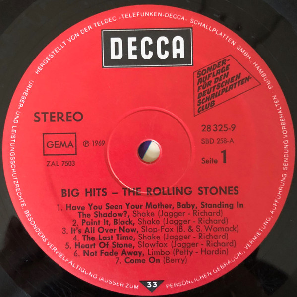 Cover zu The Rolling Stones - Big Hits | 1973 | Vinyl | Rock, Blues | Germany Schallplatten Ankauf