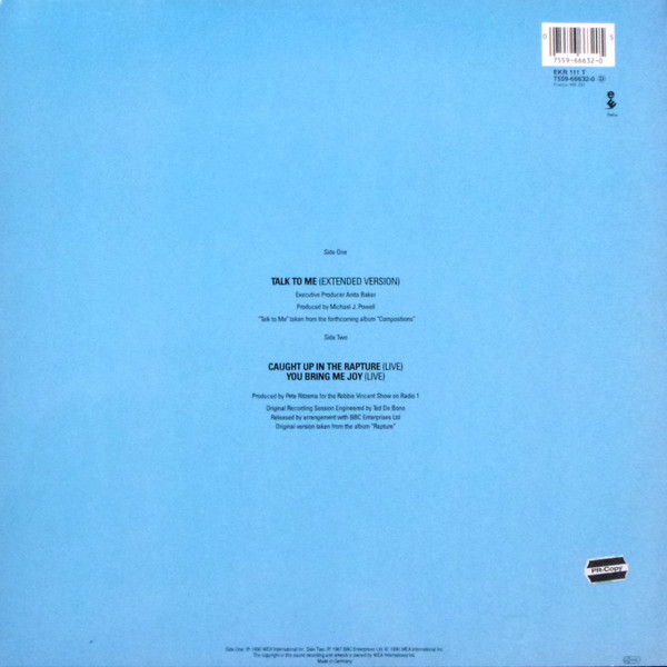 Cover zu Anita Baker - Talk To Me | 1990 | Vinyl, 12
