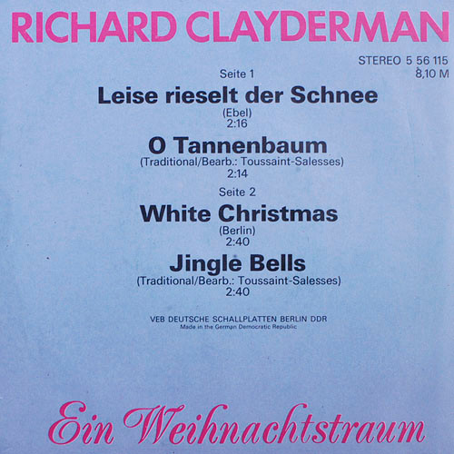 Cover zu Richard Clayderman - Ein Weihnachtstraum | Vinyl | Pop | German Democratic Republic (GDR) Schallplatten Ankauf