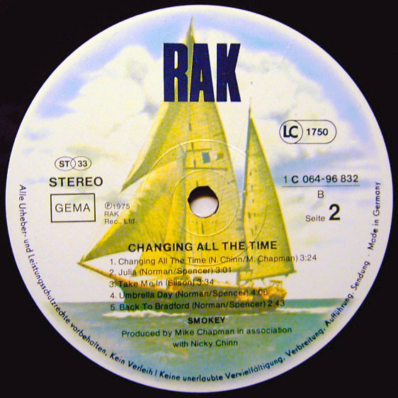Cover zu Smokie - Changing All The Time | 1977 | Vinyl | Rock | Germany