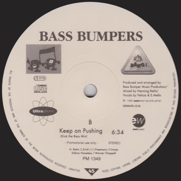 Cover zu Bass Bumpers - Keep On Pushing | 1995 | Vinyl | Electronic | Germany Schallplatten Ankauf