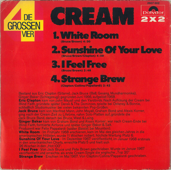 Cover zu Cream (2) - Die Grossen Vier | 1972 | Vinyl, 7