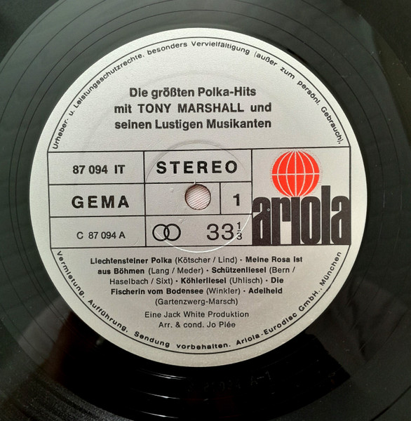 Cover zu Tony Marshall - Die Grössten Polka-Hits Mit Tony Marshall Und Seinen Lustigen Musikanten | 1973 | Vinyl | Pop, Folk, World, & Country | Germany Schallplatten Ankauf