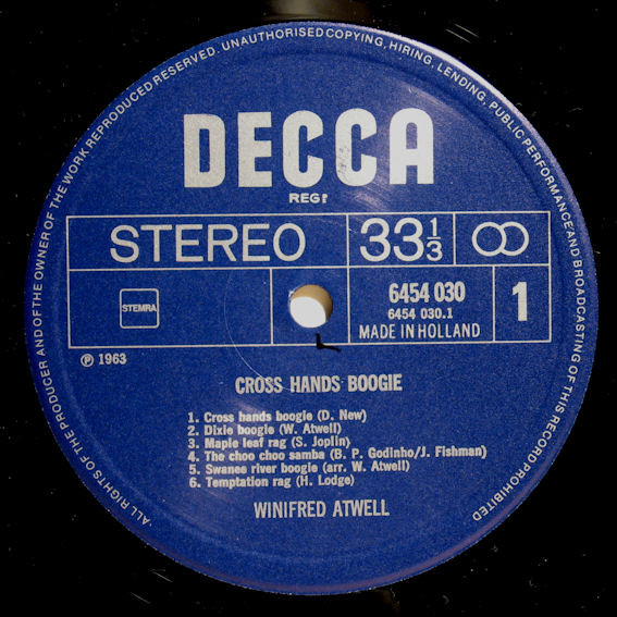 Cover zu Winifred Atwell - Cross Hands Boogie | 1972 | Vinyl | Jazz | Netherlands