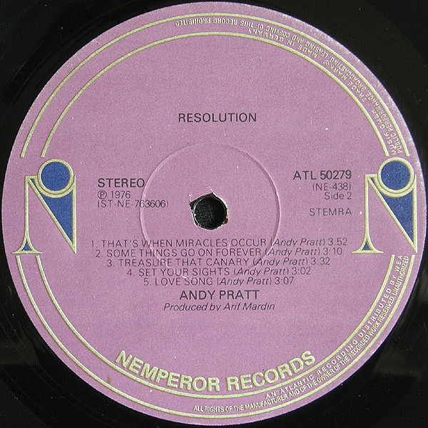 Cover zu Andy Pratt - Resolution | 1976 | Vinyl | Rock | Netherlands