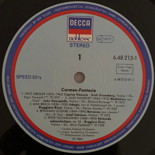 Cover zu Various - Carmen - Fantasie | 1984 | Vinyl | Classical | Germany Schallplatten Ankauf