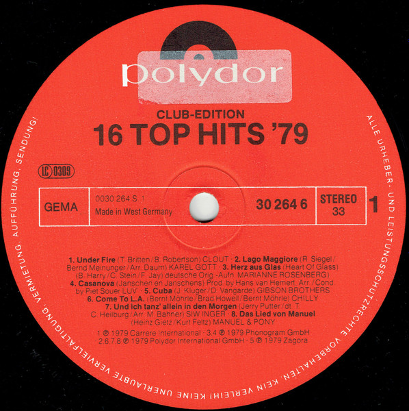 Cover zu Various - 16 Top Hits 79 | 1979 | Vinyl | Funk / Soul, Pop | Germany Schallplatten Ankauf