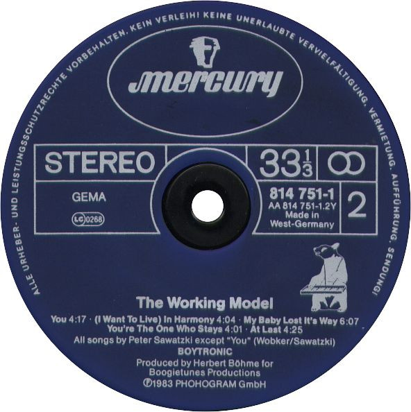 Cover zu Boytronic - The Working Model | 1983 | Vinyl | Electronic, Pop | Germany Schallplatten Ankauf