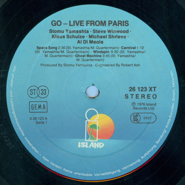 Cover zu Stomu Yamashta's Go - Go Live From Paris | 1978 | Vinyl | Electronic, Rock | Germany Schallplatten Ankauf
