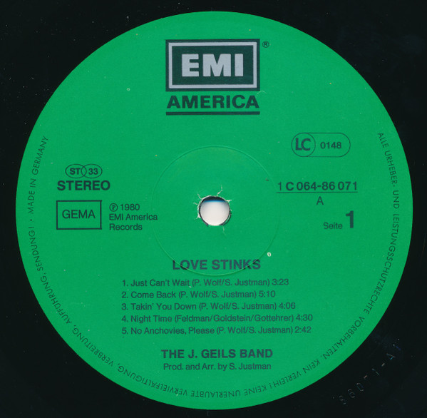 Cover zu The J. Geils Band - Love Stinks | 1980 | Vinyl | Rock | Germany Schallplatten Ankauf