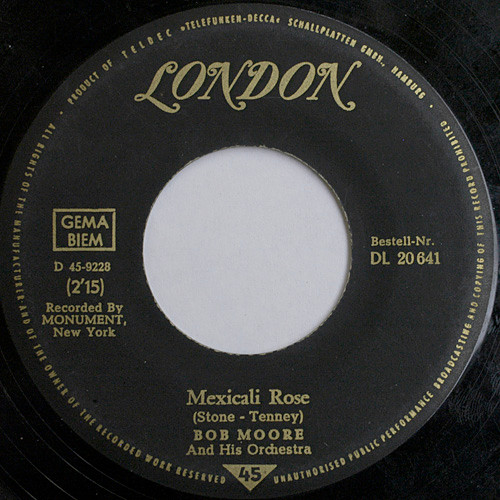 Cover zu Bob Moore And His Orchestra - Auf Meiner Kleinen Hacienda / Mexicali Rose | 1962 | Vinyl | Jazz | Germany