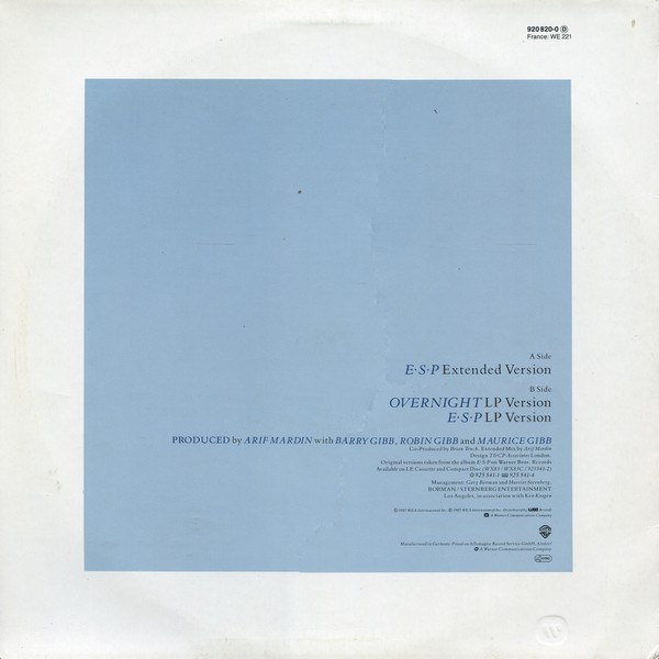 Cover zu Bee Gees - E·S·P | 1987 | Vinyl | Pop | Europe