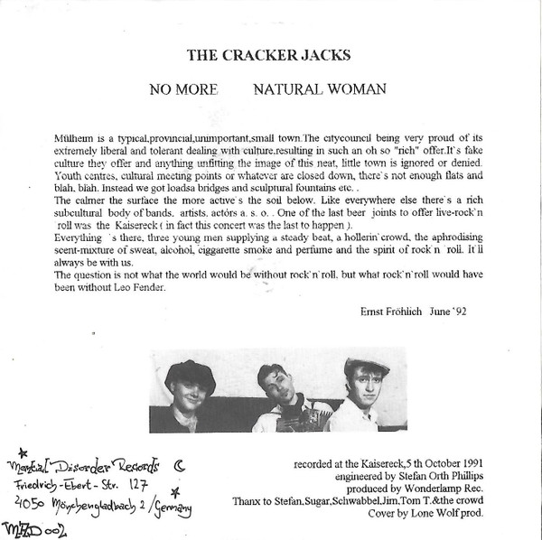 Cover zu The Cracker Jacks - Live Im Kaisereck | 1991 | Vinyl | Rock | Germany Schallplatten Ankauf
