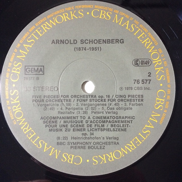 Cover zu Arnold Schoenberg - Pierre Boulez - BBC Symphony Orchestra - Variations Etc. | 1978 | Vinyl | Classical | Germany