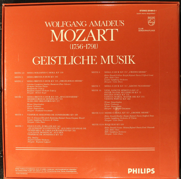Cover zu Wolfgang Amadeus Mozart - Geistliche Musik | 1974 | Vinyl | Classical | Germany
