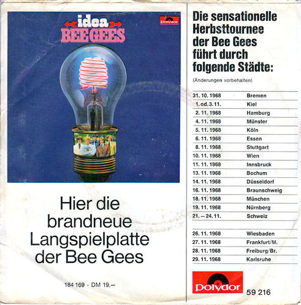 Cover zu Bee Gees - I've Gotta Get A Message To You / Kitty Can | 1968 | Vinyl | Rock | Germany Schallplatten Ankauf