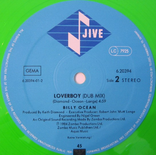 Cover zu Billy Ocean - Loverboy | 1985 | Vinyl | Electronic, Funk / Soul | Germany