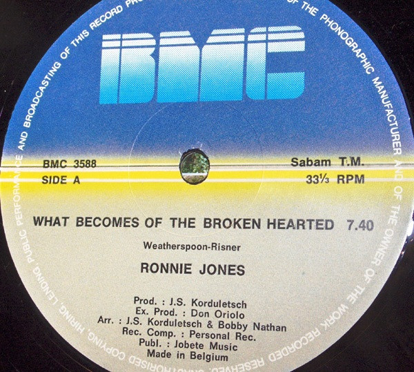 Cover zu Ronnie Jones - What Becomes Of The Brokenhearted | 1983 | Vinyl | Electronic, Funk / Soul | Belgium