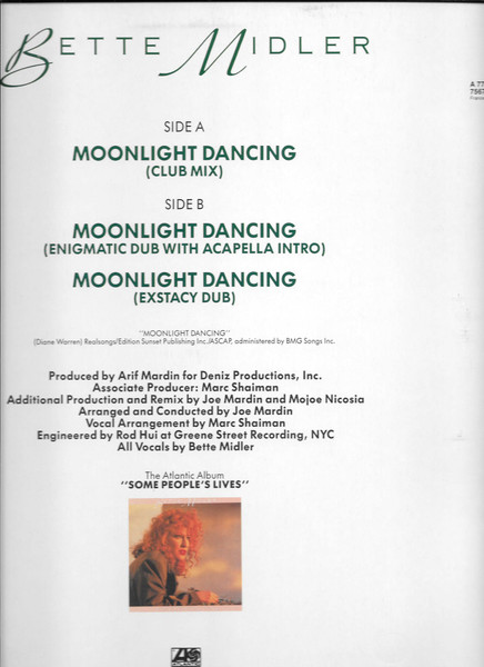 Cover zu Bette Midler - Moonlight Dancing | 1990 | Vinyl | Electronic, Pop | Germany