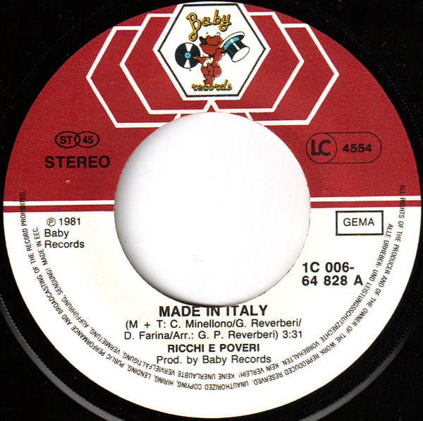 Cover zu Ricchi E Poveri - Made In Italy | 1981 | Vinyl | Electronic, Pop | Germany Schallplatten Ankauf