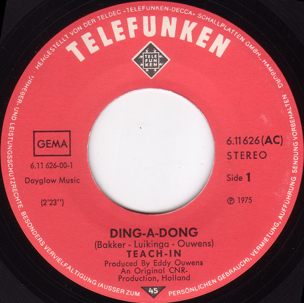 Cover zu Teach-In - Ding-A-Dong | 1975 | Vinyl | Electronic | Germany Schallplatten Ankauf