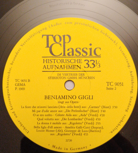 Cover zu Beniamino Gigli - Vol. 2 | 1969 | Vinyl | Classical | Germany Schallplatten Ankauf